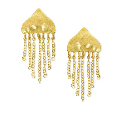 Ottoman Hands Women's Gold Melia Chain Stud Earrings In Gray