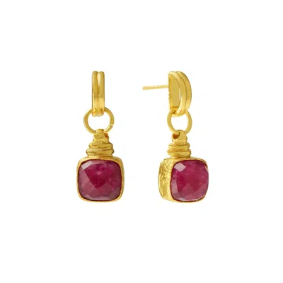Ottoman Hands Women's Gold / Red Eleanor Ruby Drop Stud Earrings