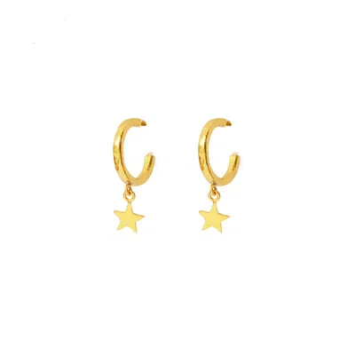 Ottoman Hands Women's Gold Star Charm Hoop Earrings