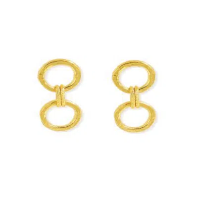 Ottoman Hands Women's Gold Tesoro Hand-hammered Double Chain Drop Earrings