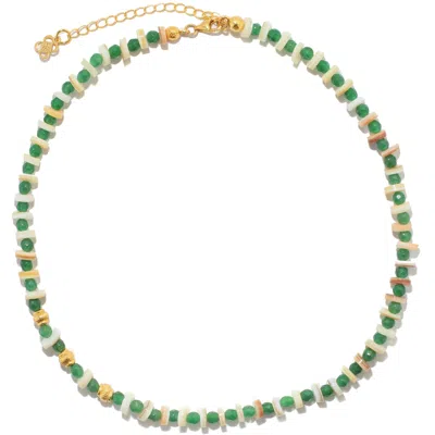 Ottoman Hands Women's Green / White Lois Green Jade Beaded Necklace