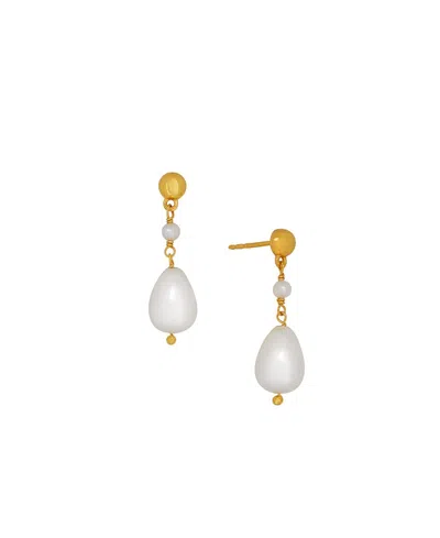 Ottoman Hands Kyra Pearl Drop Stud Earrings In Purple