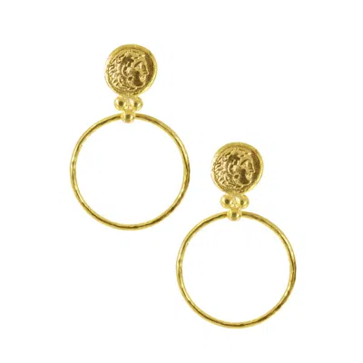 Ottoman Hands Women's Myia Gold Coin Front Hoop Earrings