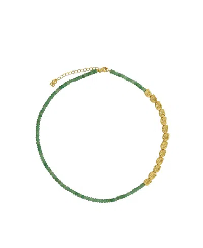 Ottoman Hands Waterproof Emerald Beaded Necklace In Multi