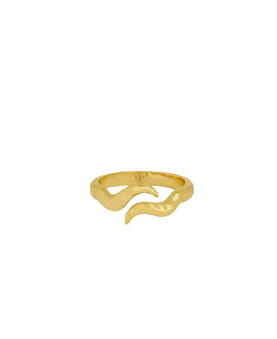 Ottoman Hands Waterproof Wave Crossover Ring In Gold