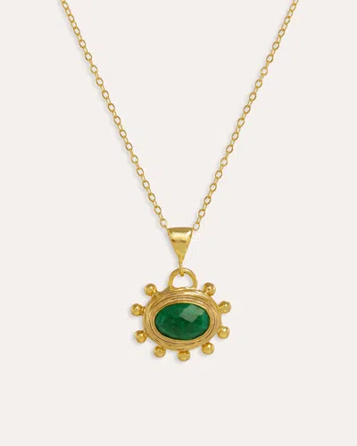 Ottoman Hands Zand Emerald Pendant Necklace In Green