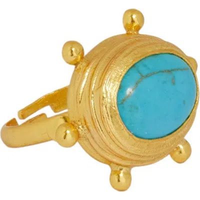 Ottoman Hands Zand Turquoise Cocktail Ring In Gold