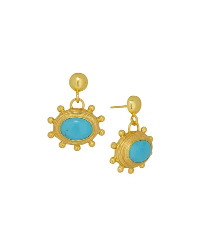 Ottoman Hands Zand Turquoise Drop Earrings In Gold