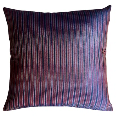 Pre-owned Ottoman Touch Handwoven Silk Ikat Motif Cushion In Black