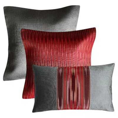 Pre-owned Ottoman Touch Handwoven Silk Red Ikat Motif Cushion Set