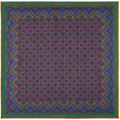 Otway & Orford Men's Green / Blue / Orange 'millefiori' Silk Pocket Square In Green, Blue & Orange. Full-size. In Multi