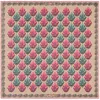 Otway & Orford Men's Orange / Green / Brown 'motif' Geometric Silk Pocket Square In Camel, Green & Pink. Full-size.