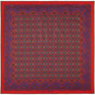 Otway & Orford Men's Red / Blue / White 'millefiori' Silk Pocket Square In Red, Blue, Green & Off-white. Full-size. In Multi