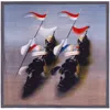 Otway & Orford Men's 'ride Ahead' Silk Pocket Square In Blue Grey & Brown With Red, White & Blue. Full-size.