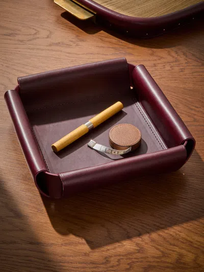 Otzi Studio Assembly Leather Valet Tray (10in/26cm) In Brown