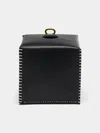 Otzi Studio Eyelet Leather Tissue Box In Black