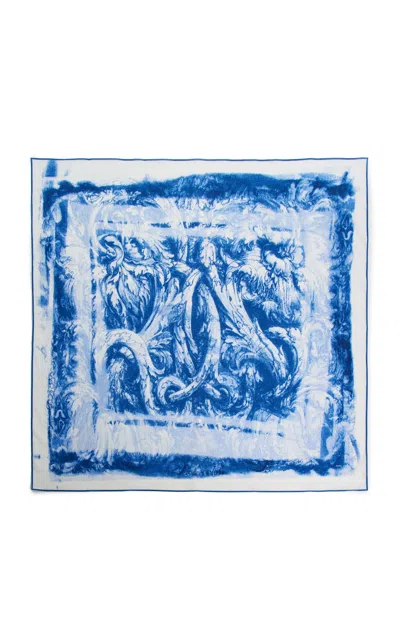 Otzio Bosco Cotton Voile Pareo In Blue