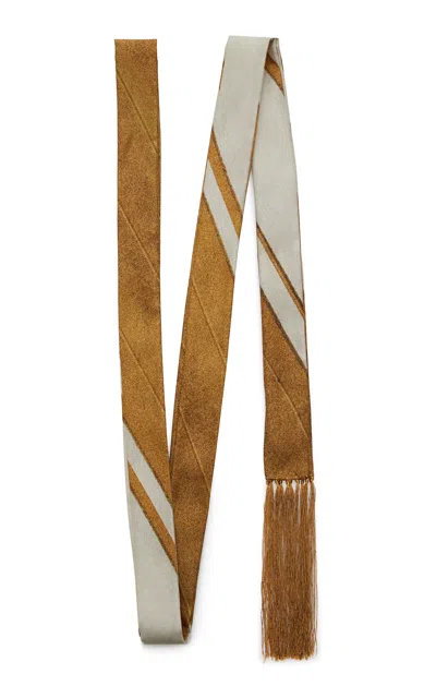 Otzio Breton Fringed Silk Scarf In Gold