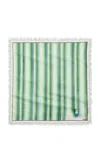 Otzio Spray Fringed Cotton Voile Scarf In Green