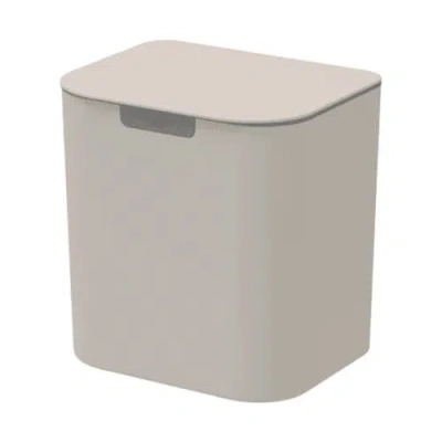 Ou 1.3 Gal Wall Mnted Bathroom Trash Can With Lid And Removable Bag Ring In Beige