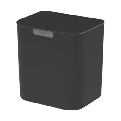 Ou 1.3 Gal Wall Mnted Bathroom Trash Can With Lid And Removable Bag Ring In Black