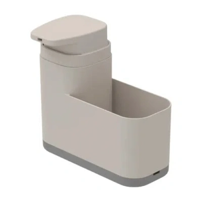 Ou 19 oz Clear Plastic Dish Soap Dispenser With Extended Sponge Holder And Drip Tray In Beige