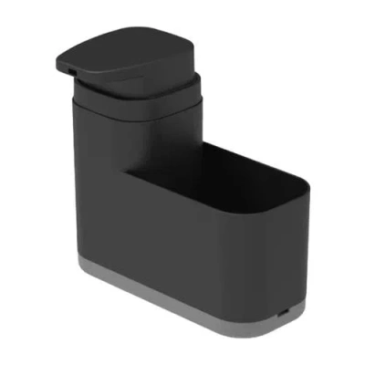 Ou 19 oz Clear Plastic Dish Soap Dispenser With Extended Sponge Holder And Drip Tray In Black