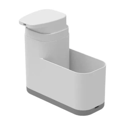 Ou 19 oz Clear Plastic Dish Soap Dispenser With Extended Sponge Holder And Drip Tray In White