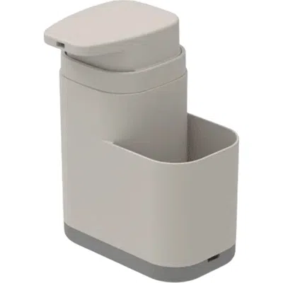 Ou 19 oz Clear Plastic Dish Soap Dispenser With Sponge Holder And Removable Tray In Beige