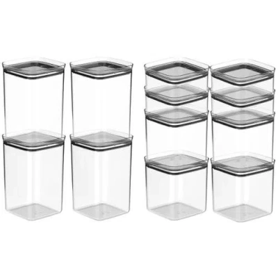 Ou Airtight Clear Stackable Food Storage Container Set With Leak Proof Lid In Transparent
