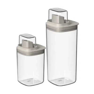Ou Clear Airtight Laundry Detergent Dispenser Organizer With Measuring Cap 2 Pack 34 oz And 50 oz In Beige