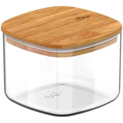 Ou Clear Stackable Airtight Food Storage Container With Wood Lid In Transparent