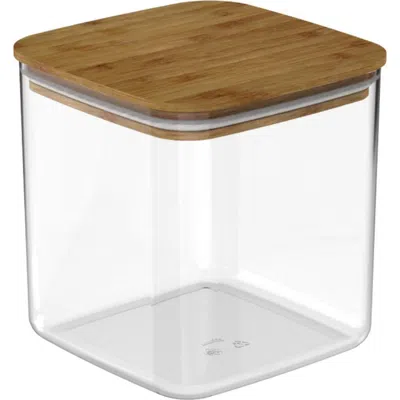 Ou Clear Stackable Airtight Food Storage Container With Wood Lid In Transparent
