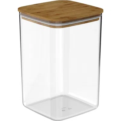 Ou Clear Stackable Airtight Food Storage Container With Wood Lid In Transparent