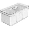 Ou Clear Stackable Fridge Organizer Bin With Drain Basket And Vented Lid, 5.3 Quart Capacity In Transparent