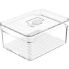 Ou Clear Stackable Fridge Organizer Bin With Drain Tray And Vented Lid, 2.3 Quart Capacity In Transparent