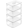Ou Clear Stackable Fridge Organizer Bin With Drain Tray And Vented Lid, 4 Pack