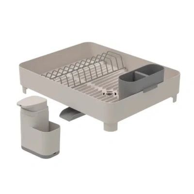 Ou Compact Dish Drying Rack With Drainage Spt And 19 oz Liquid Soap Dispenser With Sponge Holder Nons In Beige