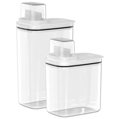 Ou Durable Clear Laundry Detergent Dispenser Organizer With Measuring Cap 2 Pack, 50 oz And 77 oz In Transparent