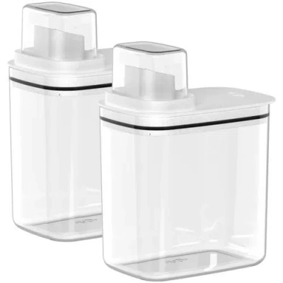 Ou Durable Clear Laundry Detergent Dispenser Organizer With Measuring Cap 2 Pack 50 oz In White