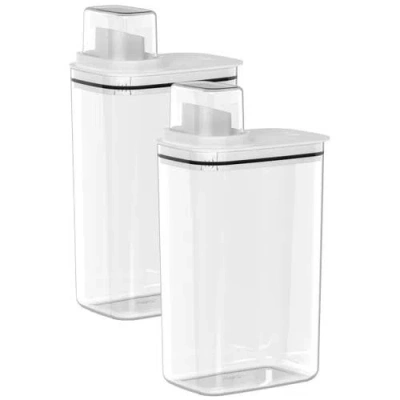 Ou Durable Clear Laundry Detergent Dispenser Organizer With Measuring Cap 2 Pack 77 oz In White
