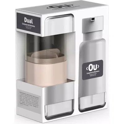 Ou Durable Dual Bathroom Soap Dispenser Toothbrush Holder Organizer In White