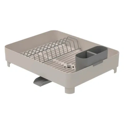 Ou Nonslip Dish Drying Rack With Drainage Spt And Removable Cutlery Holder In Beige
