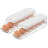 Ou Rolling Clear Stackable Egg Holder Organizer 2 Piece Set In Transparent