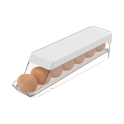 Ou Rolling Clear Stackable Egg Holder Organizer In White