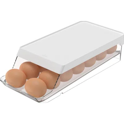 Ou Rolling Clear Stackable Egg Holder Organizer In White