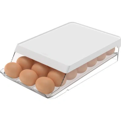 Ou Rolling Clear Stackable Egg Holder Organizer In White