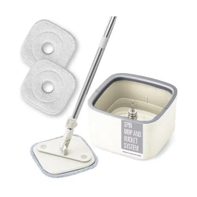 Ou Rotating Stainless Steel Spin Mop With Separation Bucket In White