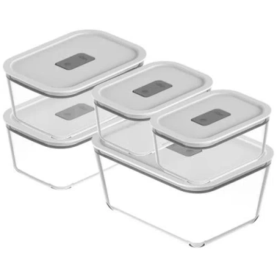 Ou Stackable Airtight Glass Food Storage Container Set With Microwave Valve And Leak Proof Lid, 10 P