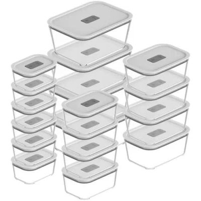Ou Stackable Airtight Glass Food Storage Container Set With Microwave Valve And Leak Proof Lid, 36 P